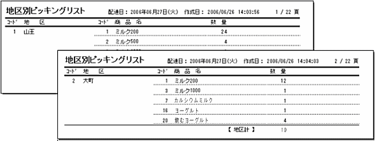 地区ピッキングリスト 地区ピッキングリスト